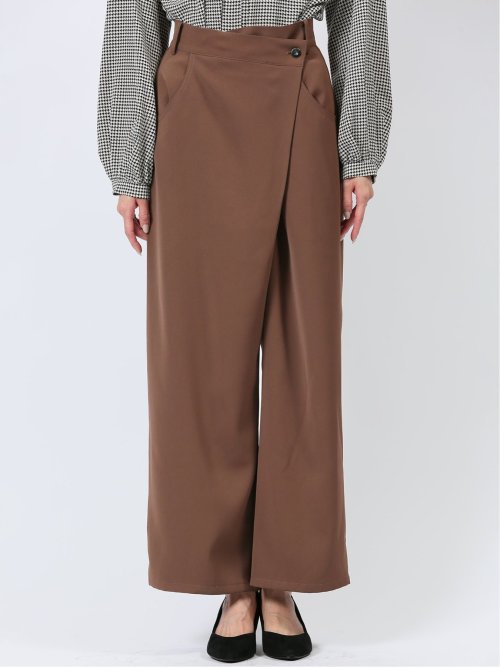 アシメラップ風 ワイドパンツ