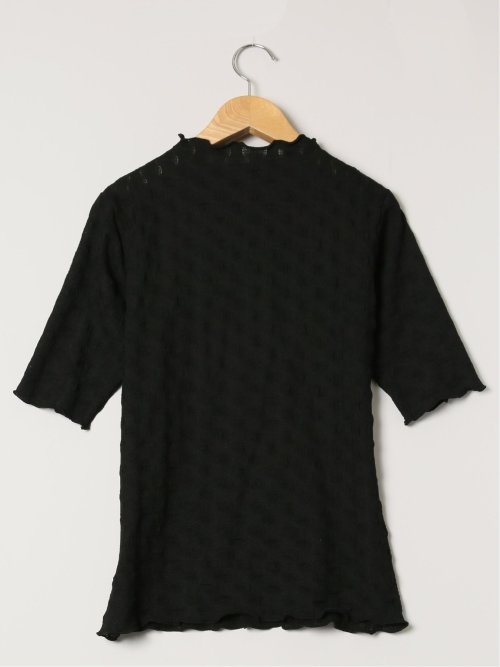 ストレッチレース調 ハイネック半袖プルオーバー