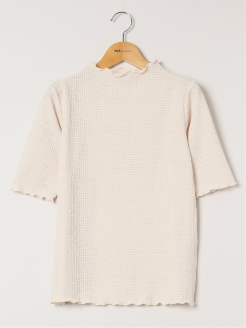 ストレッチレース調 ハイネック半袖プルオーバー