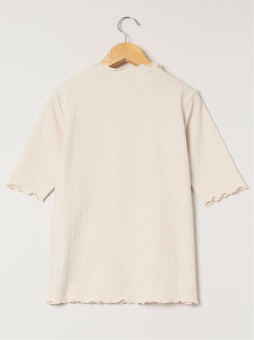 ストレッチレース調 ハイネック半袖プルオーバー