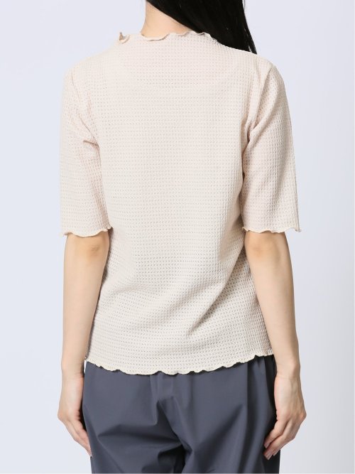 ストレッチレース調 ハイネック半袖プルオーバー