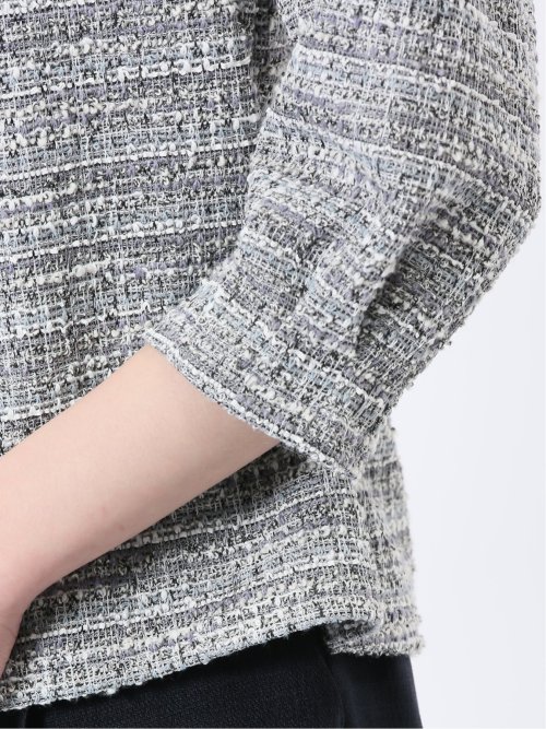 カットツイード ビジュー付きプルオーバー