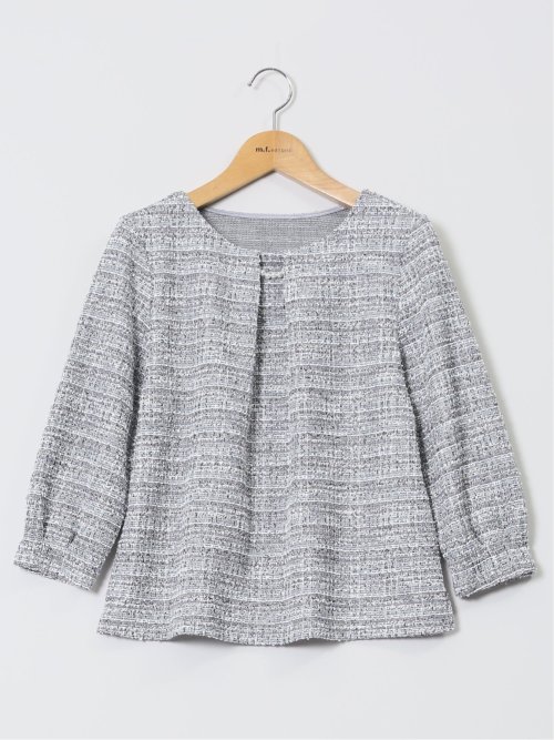 カットツイード ビジュー付きプルオーバー