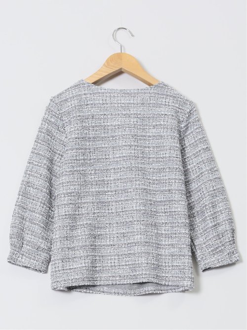 カットツイード ビジュー付きプルオーバー