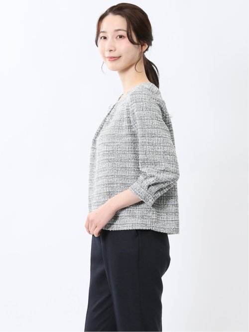 カットツイード ビジュー付きプルオーバー