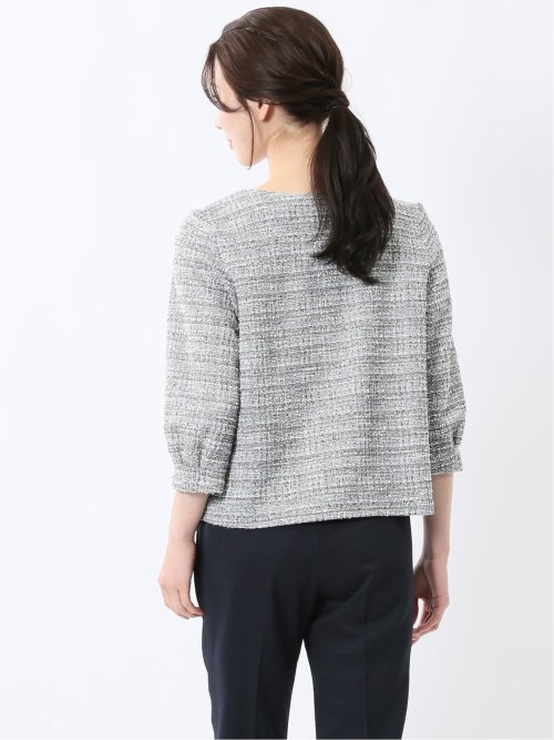 カットツイード ビジュー付きプルオーバー