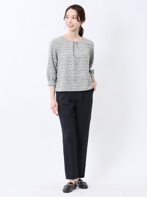 カットツイード ビジュー付きプルオーバー