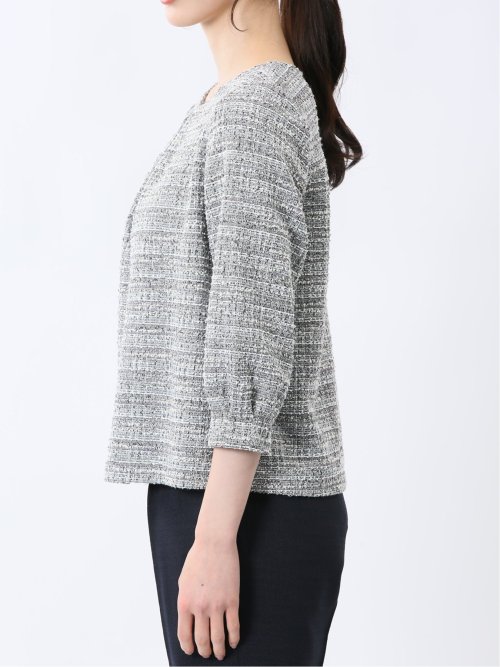 カットツイード ビジュー付きプルオーバー