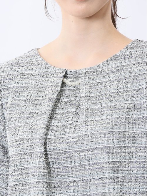 カットツイード ビジュー付きプルオーバー