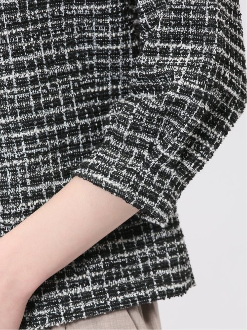 カットツイード ビジュー付きプルオーバー