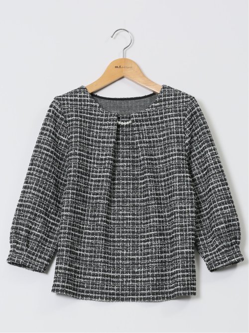 カットツイード ビジュー付きプルオーバー