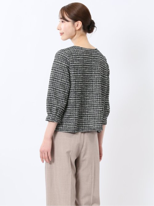 カットツイード ビジュー付きプルオーバー