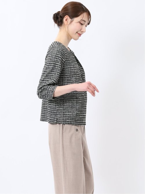 カットツイード ビジュー付きプルオーバー