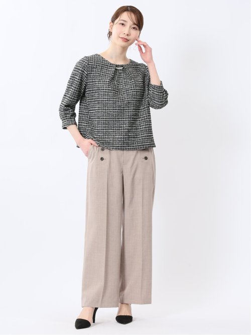 カットツイード ビジュー付きプルオーバー