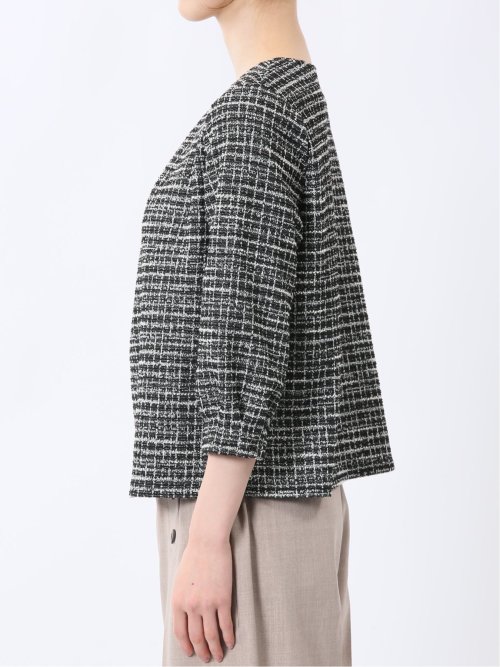 カットツイード ビジュー付きプルオーバー