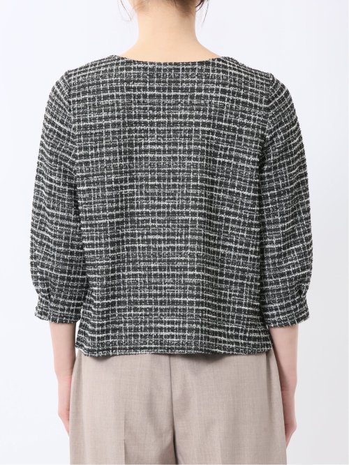 カットツイード ビジュー付きプルオーバー