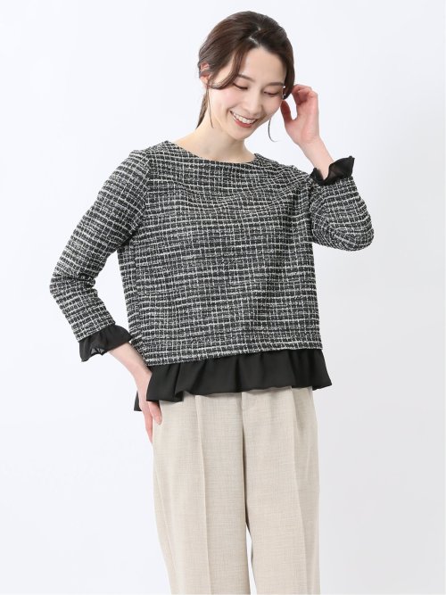 カットツイード レイヤード風プルオーバー