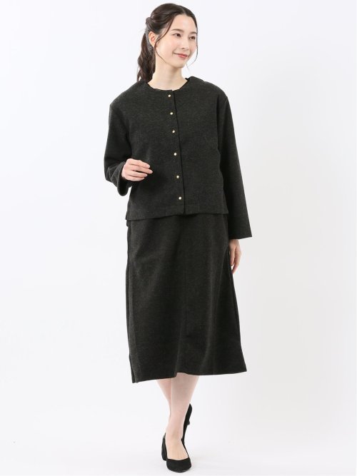 ストレッチウォッシャブル ウーリッシュ クルーカーディガン(セットアップ可能)