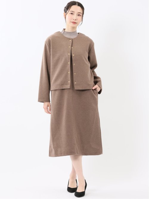 ストレッチウォッシャブル ウーリッシュ クルーカーディガン(セットアップ可能)