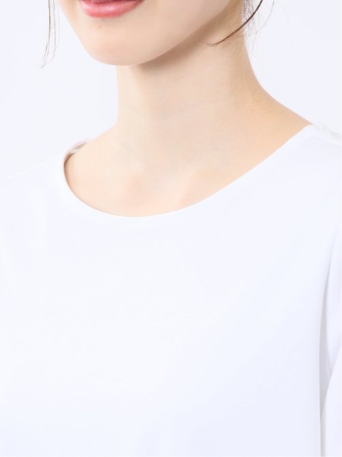 綿スムス クルーネック パフギャザーTシャツ