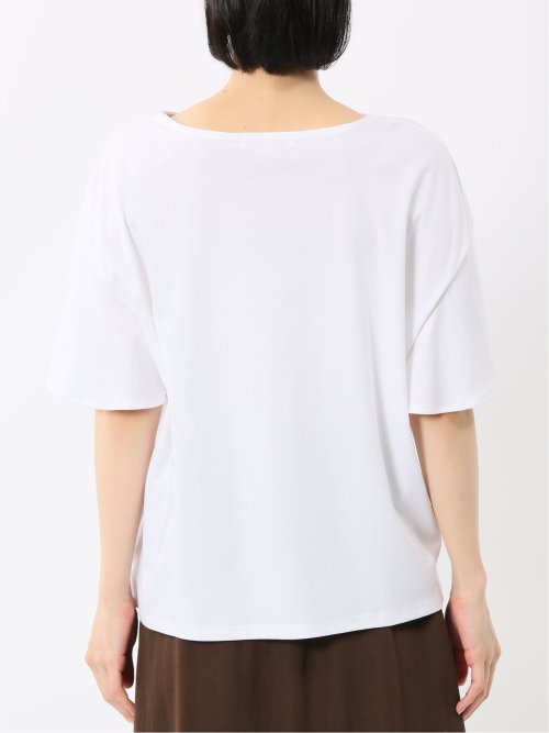 綿スムス クルーネック ラッフルスリープ Tシャツ