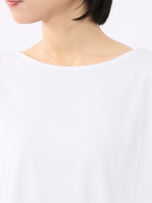 綿スムス クルーネック ラッフルスリープ Tシャツ