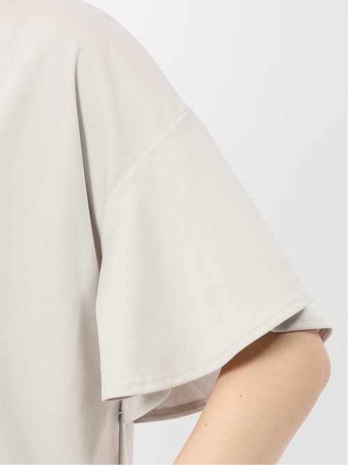 綿スムス クルーネック ラッフルスリープ Tシャツ