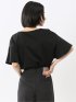 綿スムス クルーネック ラッフルスリープ Tシャツ