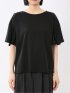 綿スムス クルーネック ラッフルスリープ Tシャツ