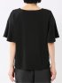 綿スムス クルーネック ラッフルスリープ Tシャツ