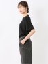 綿スムス クルーネック 袖タックTシャツ