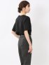 綿スムス クルーネック 袖タックTシャツ