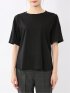 綿スムス クルーネック 袖タックTシャツ