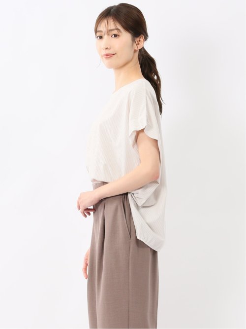 ストライプ フレンチスリーブ プルオーバー