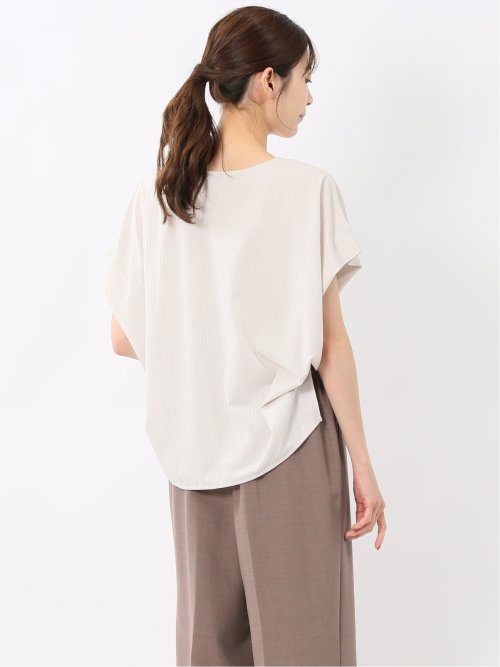 ストライプ フレンチスリーブ プルオーバー