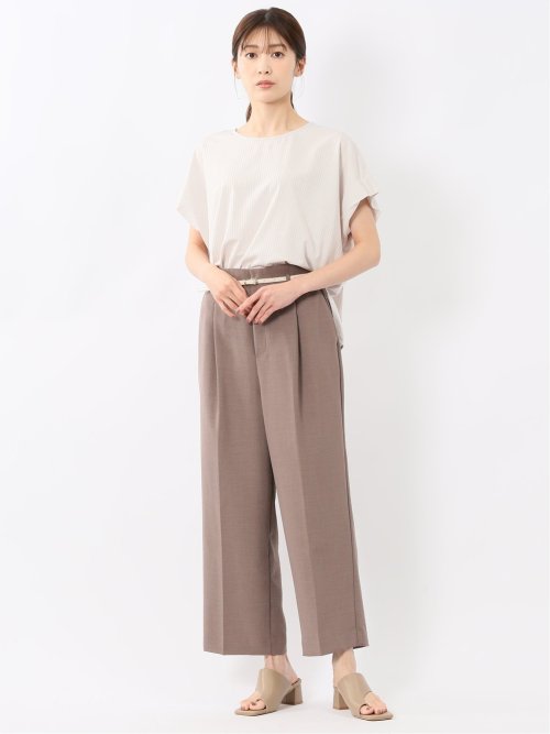 ストライプ フレンチスリーブ プルオーバー