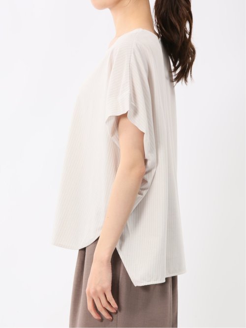 ストライプ フレンチスリーブ プルオーバー