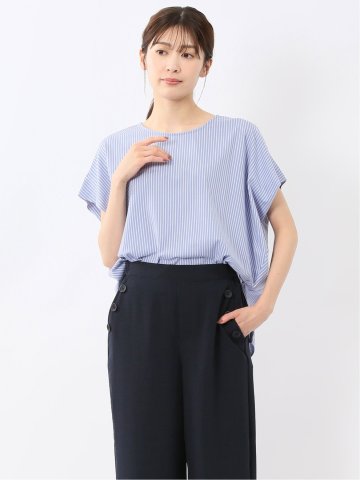 ストライプ フレンチスリーブ プルオーバー