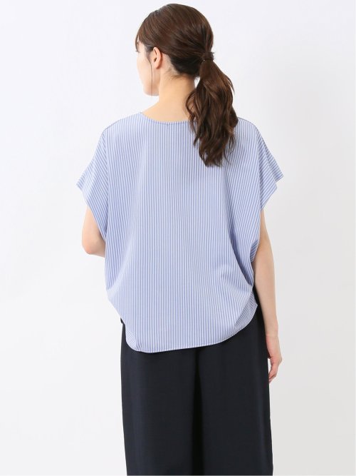 ストライプ フレンチスリーブ プルオーバー