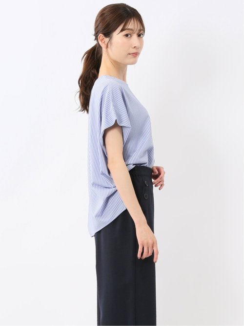 ストライプ フレンチスリーブ プルオーバー