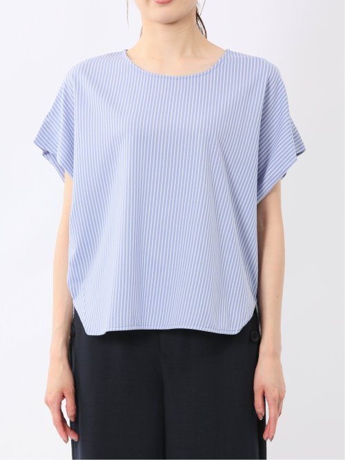 ストライプ フレンチスリーブ プルオーバー