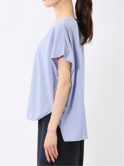 ストライプ フレンチスリーブ プルオーバー