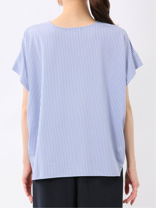 ストライプ フレンチスリーブ プルオーバー