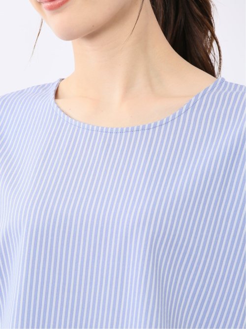 ストライプ フレンチスリーブ プルオーバー