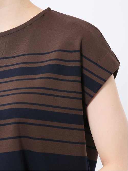 ランダムボーダー フレンチスリーブ プルオーバー