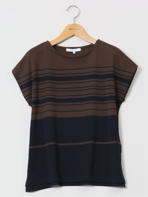 ランダムボーダー フレンチスリーブ プルオーバー