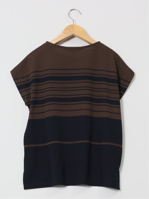 ランダムボーダー フレンチスリーブ プルオーバー