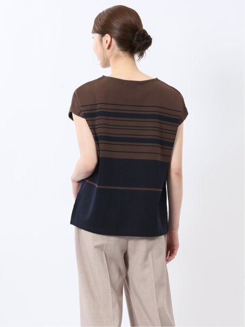 ランダムボーダー フレンチスリーブ プルオーバー