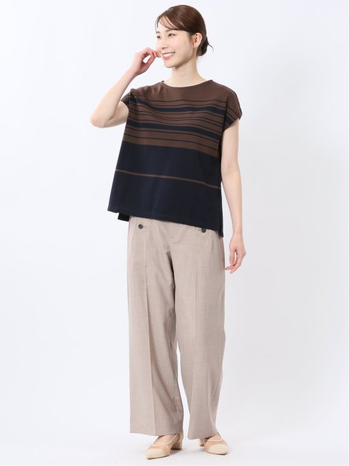 ランダムボーダー フレンチスリーブ プルオーバー