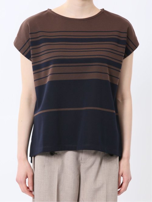 ランダムボーダー フレンチスリーブ プルオーバー